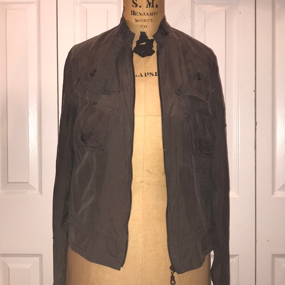 Slate grey light weight lace up back jacket